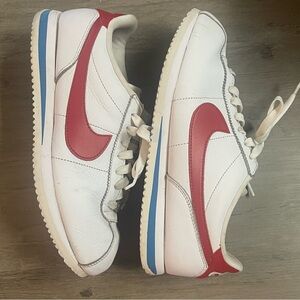 Nike Cortez "Forrest Gump" white, varsity red, and varsity blue colorway